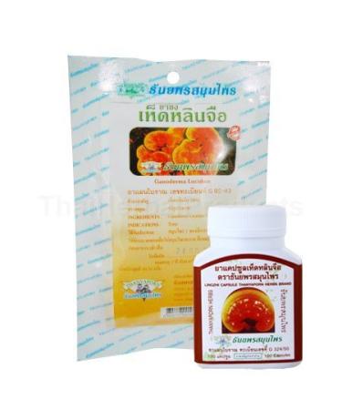 Lingzhi Ganoderma Lucidum SET 100 Capsules + 40 Teabags Thanyaporn Herbs Thailand Reishi SET
