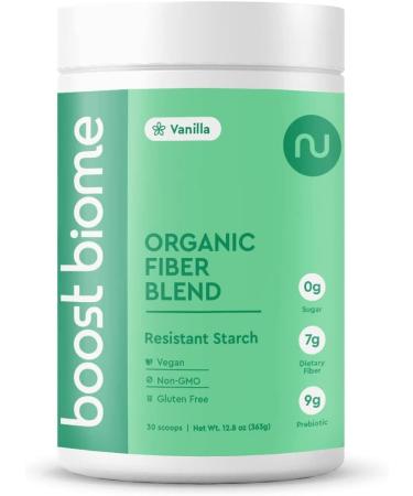 Boost Biome Organic Fiber Blend  Resistant Starch Powder with Green Banana Flour, Oat, Black Bean  Supports Bloating Relief, Gut Health, High Fiber & Prebiotic, Probiotic (30 Servings, Vanilla)