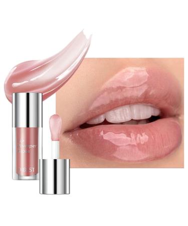 Lip Plumping Oil Hydrating Clear Lip Gloss Tinted Lip Balm Lip Care Transparent Lip Balm Lip Oil Non-sticky Glitter Shine Primer Lip Tint Long Lasting Nourishing (#05 Smoke Gray Pink)
