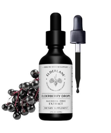 Elderlane Elderberry Drops for Immune Support - Elderberry Extract Liquid - Elderberry Tincture - Keto Sugar-Free Alcohol-Free. Lab-Tested Vegan Non-GMO Gluten-Free Drops 2 Fl Oz (Pack of 1)