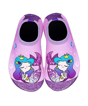Toddler Water Shoes Kids Quick Dry Water Swim Socks Boys Girls Non Slip Aqua Socks for Beach Swim Pool 12.5-13 Little Kid D-purple Shiny Mermaid