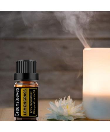 GREENSLEEVES Lemongrass Essential Oil, 10ml Pure Plant-Based Fragrance Oil for Aromatherapy, Essential Oils for Diffuser, Air Freshener, Massage, Bath Bomb, Scented Candle Soap Making - Buy Online on GoSupps.com