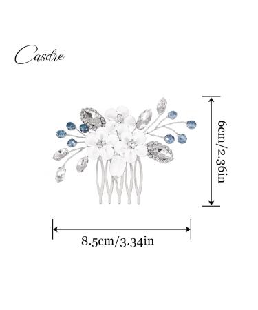 Silver Blue Rhinestone Wedding Hair Comb - Crystal Bridal Side Comb for Women and Girls - Buy Online on GoSupps.com