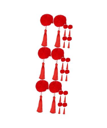 FRCOLOR 9 Pairs Tassel Hair Ball Hair Clip Hair Clips for Hair Pin Hair Barrettes Hair Accessories for Fairy Jewelry for Hair Chinese Style Barrettes