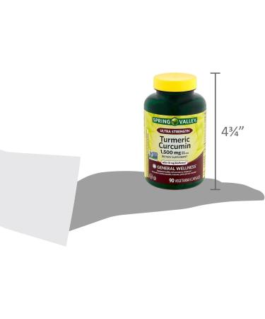 Spring Valley Turmeric Curcumin 1500mg- with Black Pepper Capsules 90ct (Pack of 1) Set by Basket Goods - Buy Online on GoSupps.com