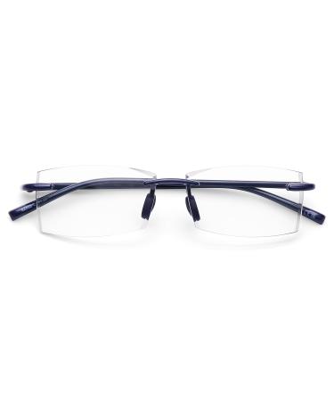 DOOViC Blue Light Filter Reading Glasses Half Frame/Frameless Rimless Blue 1.25 x