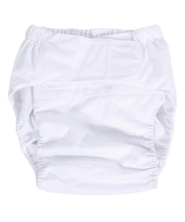 Washable Adults Diapers - Adult Washable Nappies Adjustable Incontinent Care Cloth Diaper Breathable Nappy Pants Reusable Diaper Pants Elderly Cloth Diaper(White)