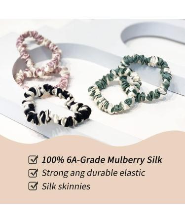Townssilk 100% Pure 22 Momme Mulberry Silk Skinnie Scrunchies - Set of 5 Plaidblack - Buy Online on GoSupps.com
