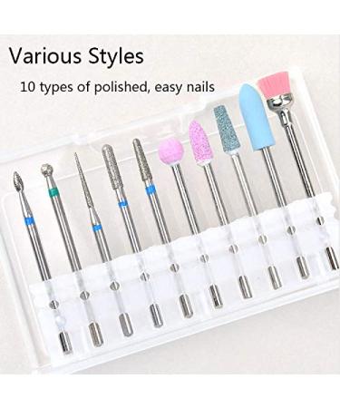 Jeopoom Nail Miller Grinding Heads Bits 10 Pieces - Professional Manicure & Pedicure Kit for Gel Nails Polishing & Nail Surface Care - Buy Online on GoSupps.com