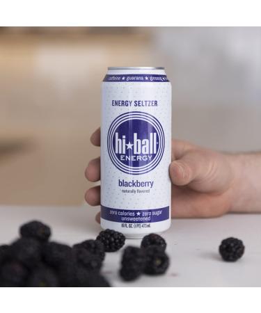 Hiball Clean Energy Seltzer Water - Caffeinated Sparkling Water with Vitamin B12 & B6 - Sugar Free - 8 Pack (16 Fl Oz each) - Blackberry Flavor - Buy Online on GoSupps.com