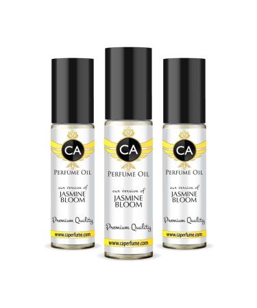 CA Perfume Impression of Emra Jasmine Bloom For Women & Men Replica Fragrance Body Oil Dupes Alcohol-Free Essential Aromatherapy Sample Travel Size Concentrated Long Lasting Roll-On 0.3 Fl Oz-X3