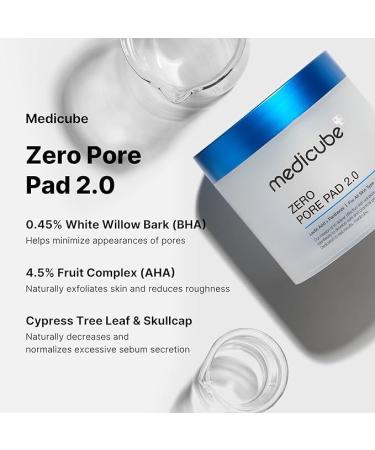 Medicube Zero Pore Pads 2.0 - Dual-Textured Facial Toner Pads for Exfoliation and Minimizing Pores with 4.5% AHA Lactic Acid & 0.45% BHA Salicylic Acid - Ideal for All Skin Types - Korean Skin Care - Buy Online on GoSupps.com