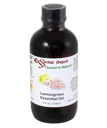 Essential Depot Lemongrass Essential Oil - GC/MS Tested - Supplied in 4 oz. Amber Glass Bottle with Black Phenolic Cone Lined and Safety Sealed Cap