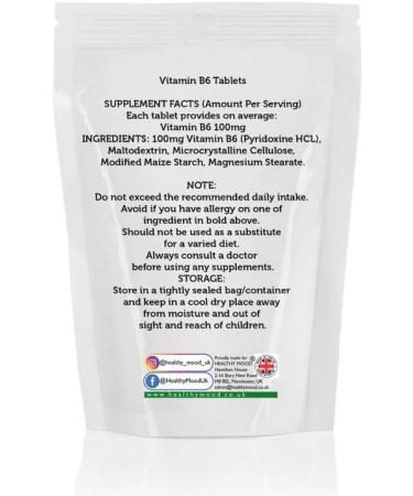 Vitamin B6 Pyridoxine HCL 100mg Tablets 60 - Buy Online on GoSupps.com