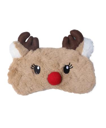 Cute Downy Eye Mask for Sleeping Eye Covers for sleeping in Travel & Nap Sleep Masks for Women & Kids Sleep Mask Lightweight Soft Blindfold Pressure Relief Night Mask-Reindeer