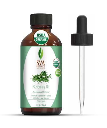 SVA Organics Rosemary Essential Oil Organic USDA 1 Oz Pure & Natural for Skin, Face, Hair Care, Aromatherapy, Diffuser, Hair Growth, Conditioner - Buy Online on GoSupps.com