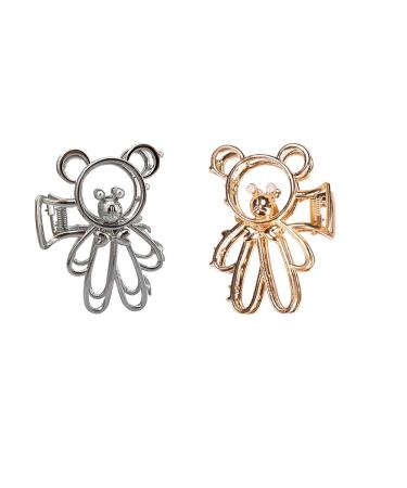 Hair clips made of metal small bear large hair clips non -slip strong hold for women girls fat hair long hair 2 pieces