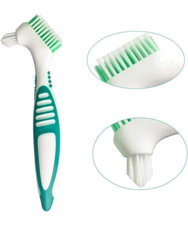 Portable Denture Double Sided Brush - Dual Head Toothbrush for False Teeth Cleaning (2 Pieces) - Buy Online on GoSupps.com