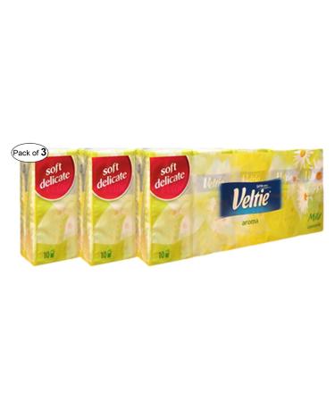 Veltie Aroma Pocket Tissues- Mild Camomile (10 In 1 Pack) (Pack of 3)