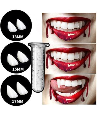 Zriklampolis 6 Pairs of Halloween Vampire Teeth  White Resin Teeth  Halloween Cosplay False Teeth Props Werewolf Teeth Masquerade Gifts (13mm*2 15mm*2 17mm*2)