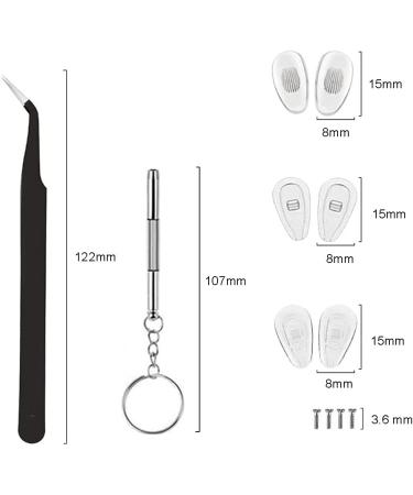 18 Pairs Eyeglass Nose Pads Repair Kit with Tools - Screws, Tweezer, Cleaning Cloth - Glasses and Sunglass Nose Pad Replacement - Buy Online on GoSupps.com