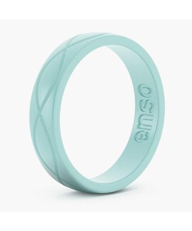 Enso Rings Womens Infinity Silicone Wedding Ring  Hypoallergenic Wedding Band for Ladies  Comfortable Band for Active Lifestyle  4.5mm Wide, 1.5mm Thick (Turquoise, 6)