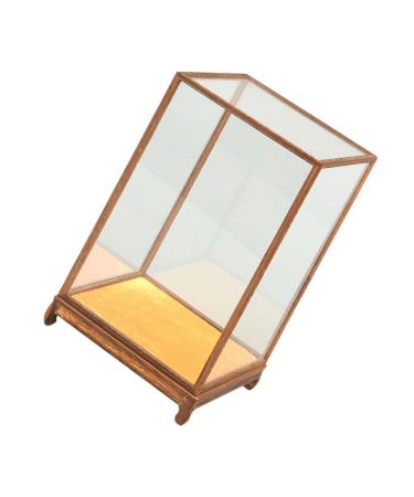 ORFOFE Box Wood Carving Glass Cover clear display stand buddha display stand Display Accessory toy shelf 17x12cm Assorted Color