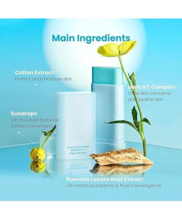 Cotton Soft Sun Stick SPF50 PA++++ | Vegan Korean Sunscreen | No White Cast | Lightweight & Hydrating | Broad Spectrum Facial Protection - Buy Online on GoSupps.com