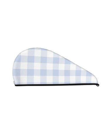 Blue Checkboard Microfiber Hair Towel Soft Super Absorbent Hair Towel Wrap for Women Coral Velvet Quick Dry Hair Cap for Long Curly and Thick Hair
