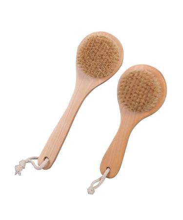 Beaupretty Body Wash Scrubber 2Pcs Wooden Bath Brushes Dry Wet Body Brushes Shower Brush Bath Cleaning Scrubber Body Massager Cleaning Tool 25x8cm/ 20x8cm Bath Scrubber
