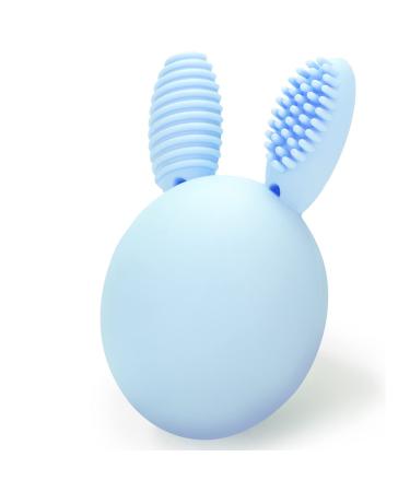 Bunny Eggy Teether Baby Teething Toy Rabbit Egg Rattle Toy Teething Pain Relief for Babies Boys Girls - Blue