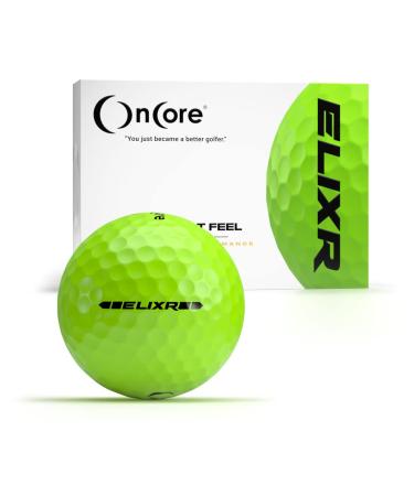ONCORE GOLF 2020 ELIXR Tour Ball - | High Performance Golf Balls - (One Dozen | 12 Premium Golf Balls) Unmatched Control, Distance, Feel and Performance Lime Green
