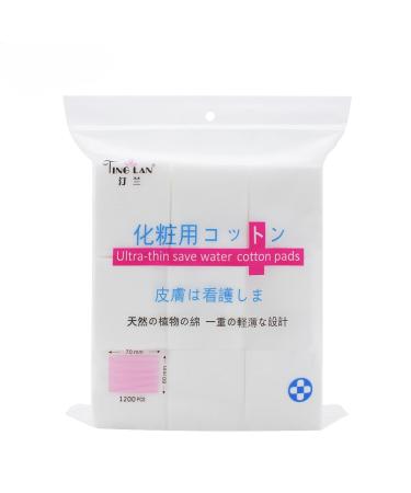 Squares Cotton Facial Cotton Pads Super Soft 100% Natural Cotton Premium Makeup Remover and Facial Cleansing Cotton Hypoallergenic Lint-Free Cruelty-Free(1200Pcs) (Save 1200 pcs of Water)