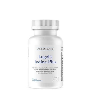 Dr. Tennant's Iodine Plus | Lugol's Iodine & Potassium Iodide Capsules with Must-Have co-Factors Selenium Zinc & Fulvic | Support for Iodine Deficiency Hypothyroidism Breast Health | 90 Capsules