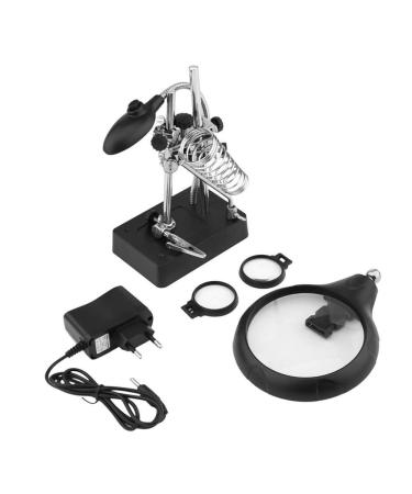 Magnifying Glass with LED Light 2.5X 7.5X 10X Lens Helping Hands Magnifier Soldering Station with Clamp and Alligator Clips for Soldering Assembly Repair Modeling Crafts
