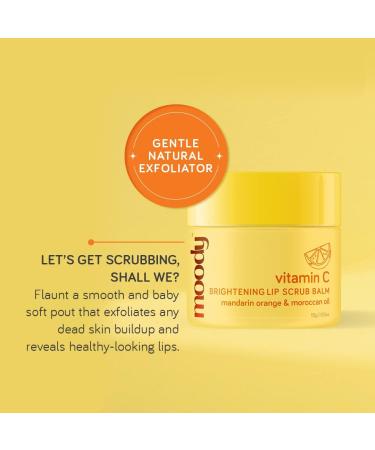 Vitamin C Brightening Lip Scrub Balm - Mandarin Orange & Argan Oil for Chapped Lips | Vegan Cruelty-Free | Nourishing Glycerine & Turmeric | 15g - Buy Online on GoSupps.com