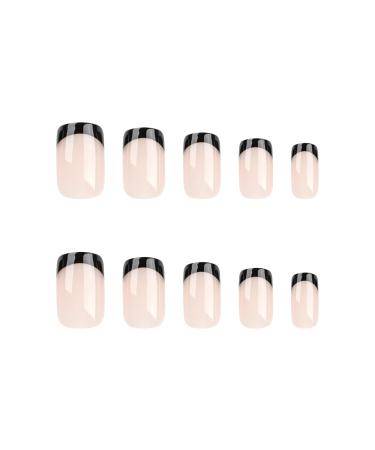 Mouyouglow Press On Nails - Square Nude Black French Fake Nails with Glue - AR11 - Shop Stylish Artificial Fingernails Worldwide - Buy Online on GoSupps.com