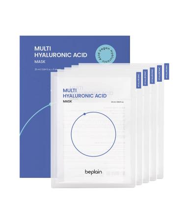 beplain Multi-Hyaluronic Acid Facial Mask (5 sheets)  Refreshing Face sheet mask for instant hydrating  moisturizing  Firming | Korean skin care