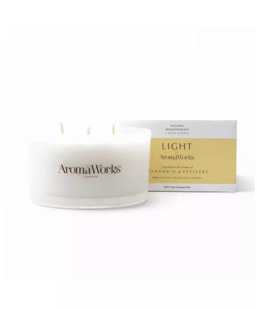 Aromaworks Light Mandarin & Vetivert 3 Wick Candle | Creates a Calm Enhancing Atmosphere | Provides a Sense of Happiness | Naturally Scented | 100% Pure Essential Oils | 14.1 Oz