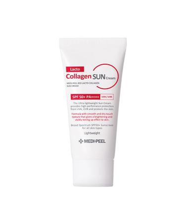 MEDI-PEEL Red Lacto Collagen Sun Cream  Sunscreen Cream SPF50 + / PA++++ 50ml  Non-Greasy Korean Sunscreen for Daily Use  UVA & UVB Protection  Light and refreshing formula without stickiness