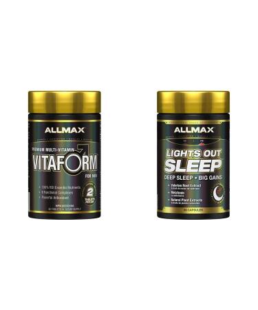 Allmax Nutrition - VITAFORM - Premium - Performance Multi-Vitamin for Men - 30-day Supply - 60 Count & Nutrition - Lights Out Sleep - Deep Sleep for Big Gains 60 Count Multi-Vitamin + Lights Out Sleep 60 Count