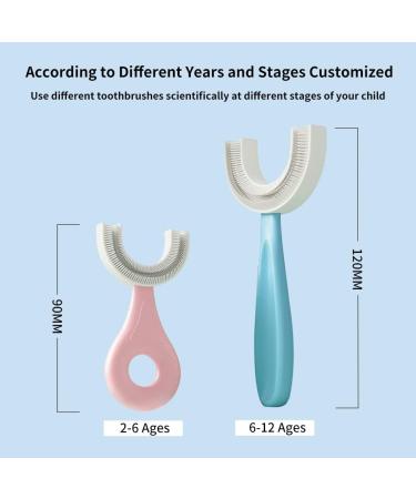 Diggone 2 Pack Kids U-Shaped Toothbrush for Toddlers and Children - Food Grade Silicone Brush Head - 360 Oral Teeth Cleaning Design - Ages 2-6 - Buy Online on GoSupps.com