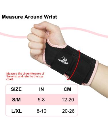 Nucamper Breathable Wristwear with Metal Stabilizer | Adjustable Wrist Bandage for Arthritis & Sprains | Lightweight Support for Men & Women - Right Hand (Balk-Rosa S/M) - Buy Online on GoSupps.com