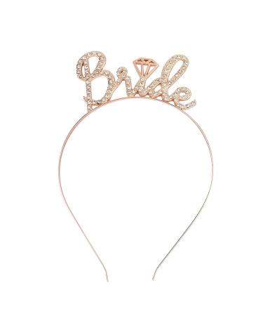 Bride Headband Bachelorette Party Wedding Rose Gold Bride To Be Decoration Bride Hair Accessories Dress Bachelorette Crown with Rhinestones Bride To Be Tiara Sign Decors