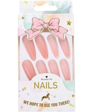 OnSaya Coffin False Nails Long Fake Nails Pink Natural Press on Nails Ballerina Acrylic Stick on Nails 24pcs for Women and Girls 1 count (Pack of 1) Pink - Buy Online on GoSupps.com