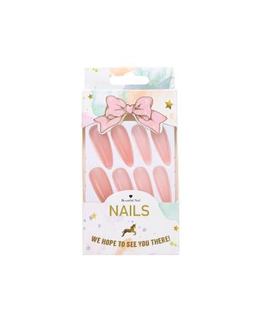 Brishow Coffin Artificial Nails | Long Pink Press-On Ballerina Acrylic Nails | 24 PCS for Women & Girls - Buy Online on GoSupps.com