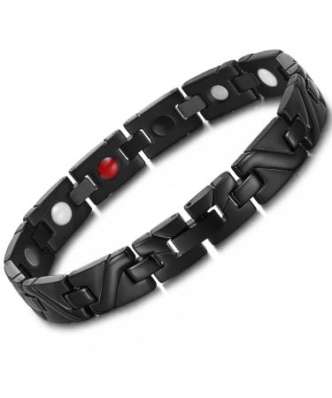 WELMAG WM Mens Magnetic Bracelets Unique Texture Design 3500 Gauss Magnets Arthritis Pain Relief&Carpal Tunnel MagneticTherapy Bracelets with Free Link Removal Tool Halloween Jewelry Gifts