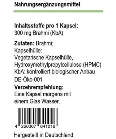 Brahmi Pure Capsules - 150 Vegetarian Capsules | German Quality | International Shipping - Buy Online on GoSupps.com
