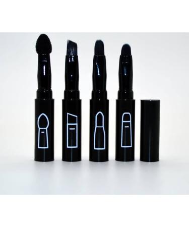 4 in 1 Premium Detachable Makeup Brush Set - Portable Eyebrow Eyeshadow Lip Brush Kit - Travel-Friendly Black Retractable Brushes - Buy Online on GoSupps.com