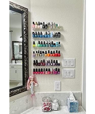 NIUBEE Clear Acrylic Nail Polish Organizer Display - Wall Mounted Shelf for 90 Bottles - 15 Inch (Pack of 6) - Buy Online on GoSupps.com